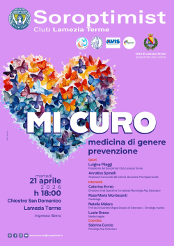 ''MI CURO'', il Soroptimist Club Lamezia Terme promuove la Medicina di genere e la Prevenzione