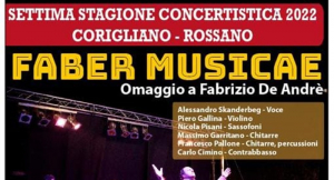 VII Stagione concertistica Citt&agrave; di Corigliano-Rossano, venerd&igrave; al Teatro Valente ''Faber Musicae'', omaggio a Fabrizio De Andr&egrave;