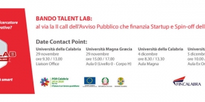 Catanzaro: Bando TalentLab Startup e Spin-off