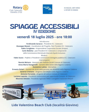Spiagge accessibili, il Rotary Club Catanzaro lancia la quarta edizione del progetto per un mare davvero di tutti