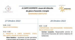 ''A carte scoperte: cause del disturbo del gioco d'azzardo e terapie'', due giorni di seminari al MUSMI di Catanzaro