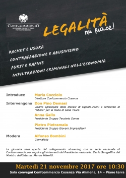 Don Pino Demasi il 21 novembre a Confcommercio Cosenza per Legalit&agrave; Mi Piace