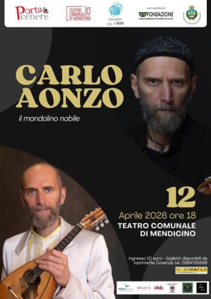 IX edizione Sguardi a Sud: domenica 12 aprile, Carlo Aonzo in concerto a Mendicino con ''Il mandolino nobile''