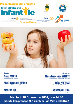 Lotta all'obesit&agrave; infantile, incontro a Cosenza promosso dal Rotary Club Cosenza Sette Colli