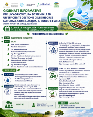 Al via le ''Giornate Informative'' per un'agricoltura sostenibile e la gestione efficiente delle risorse naturali